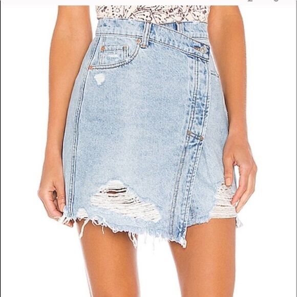 FREE PEOPLE Parker Denim Wrap Skirt.Size 24 - Picture 3 of 13